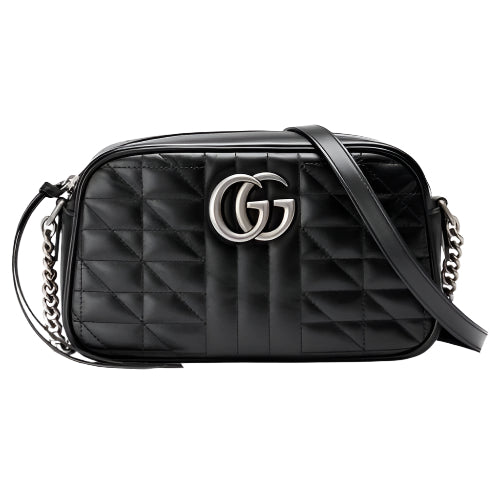 GucciHandbag - GUCCI GG Marmont Small Quilted Camera Bag Antique silver - toned hardware - 447632 UM8BN 1000 - Ask Me Wear