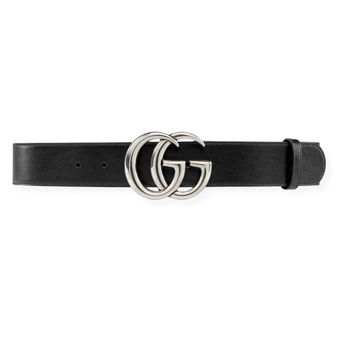 GucciBelt - GUCCI Leather belt with double G buckle - 397660 AP00T 1000 Nickel - Ask Me Wear
