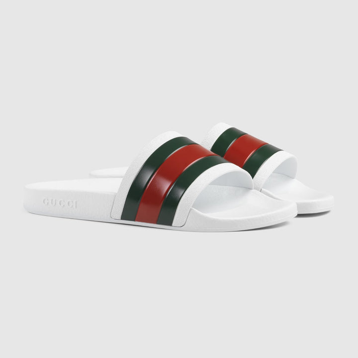 GucciShoes - Gucci Pursuit Pool Web Rubber Slides - 308234GIB109079 - Ask Me Wear
