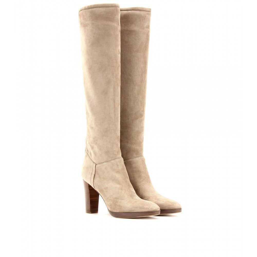 Loro Piana Thador Knee-high Suede Boots in Natural