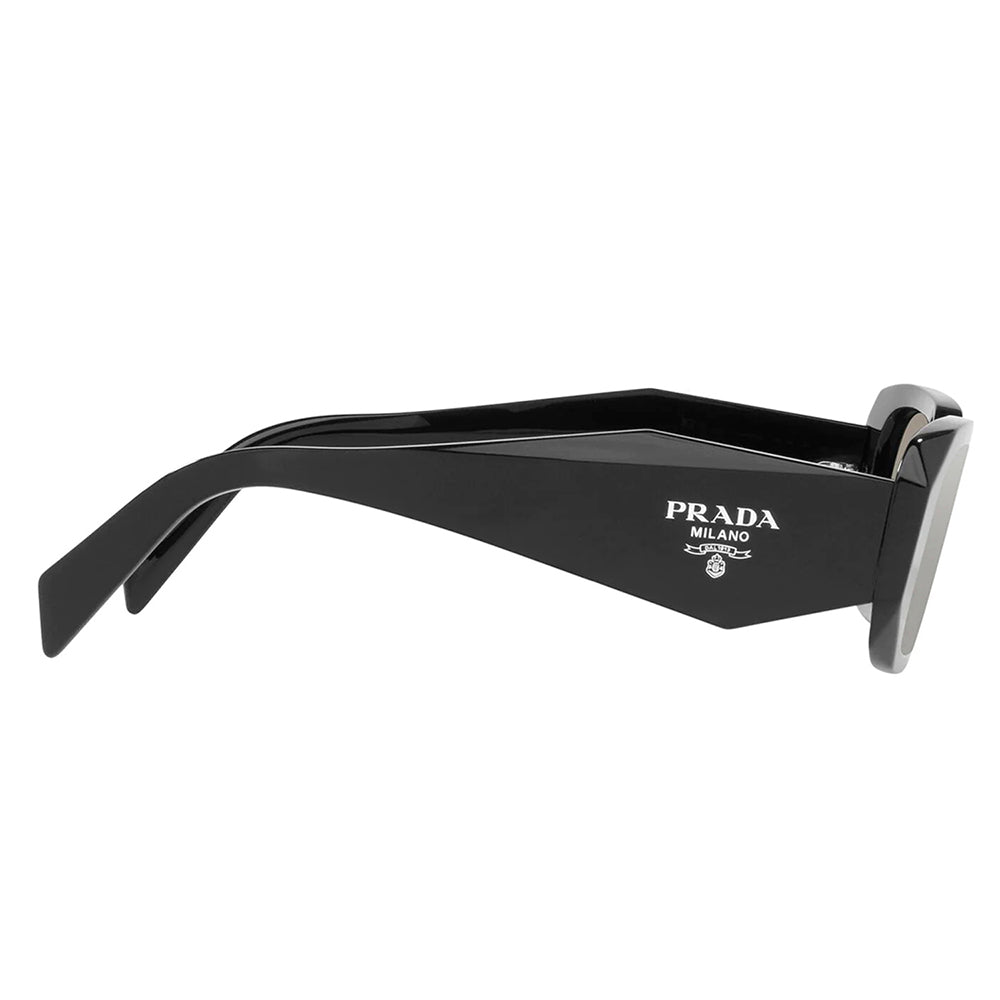PradaSunglasses - Prada PR 17WS 1AB2B0 Rectangle Plastic Black Sunglasses with Silver Mirror Lens - PR_17WS_1AB2B0_49mm - Ask Me Wear