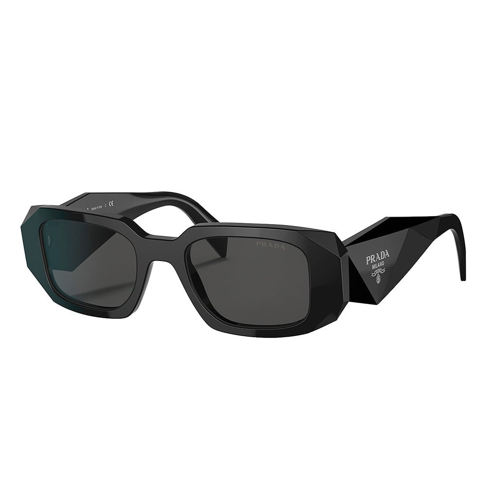 PradaSunglasses - Prada PR 17WS 1AB5S0 Rectangle Plastic Black Sunglasses with Grey Lens - PR_17WS_1AB5S0_49mm - Ask Me Wear
