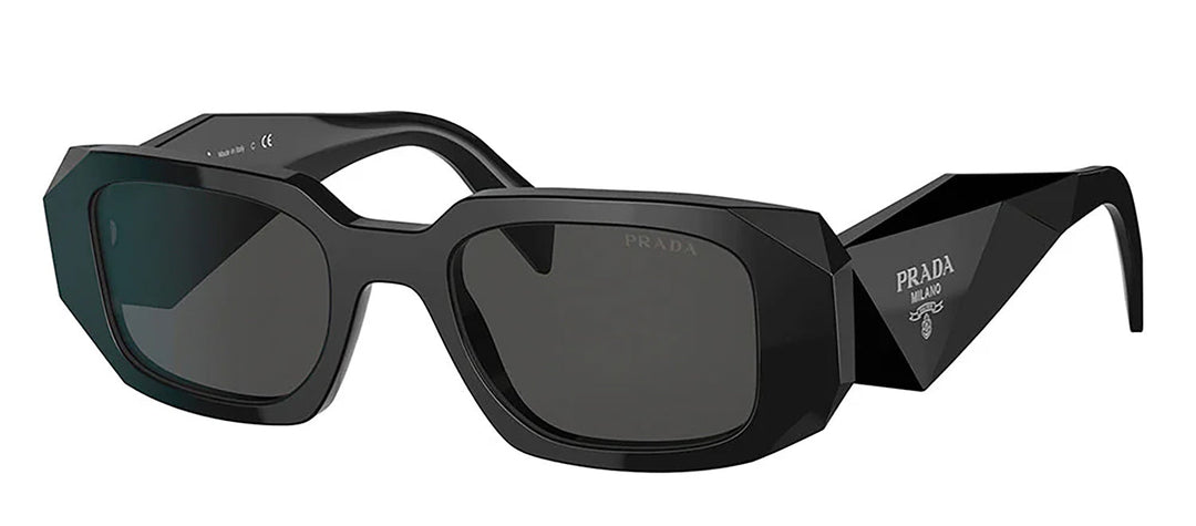 PradaSunglasses - Prada PR 17WSF 1AB5S0 Rectangle Plastic Black Sunglasses with Grey Lens - PR_17WSF_1AB5S0_51mm - Ask Me Wear