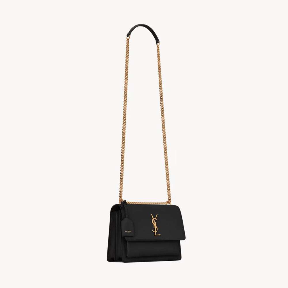 YSLHandbag - SAINT LAURENT Sunset medium chain bag in smooth leather - Gold - 442906D420W1000 - Ask Me Wear