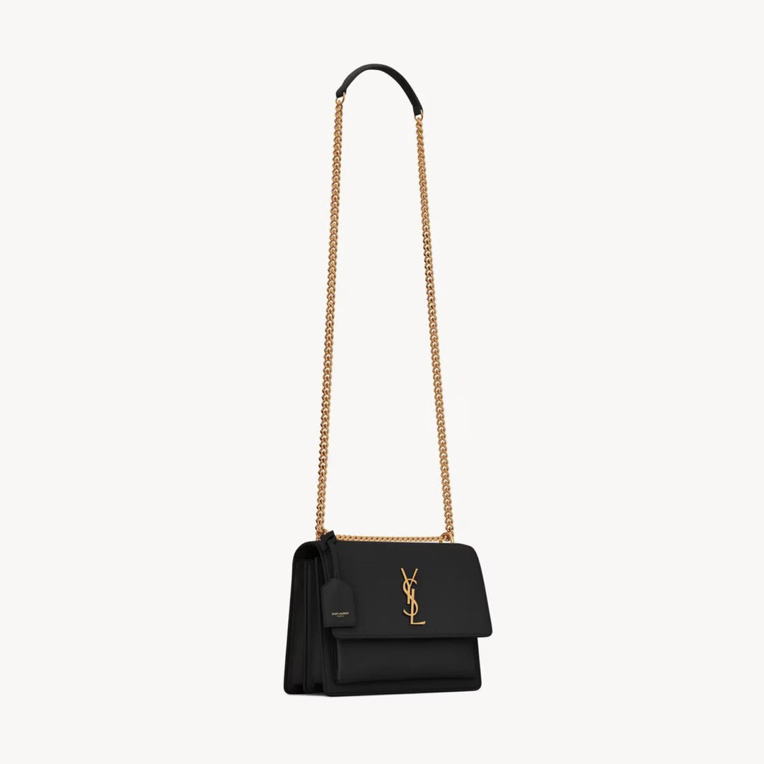 YSLHandbag - SAINT LAURENT Sunset medium chain bag in smooth leather - Gold - 442906D420W1000 - Ask Me Wear