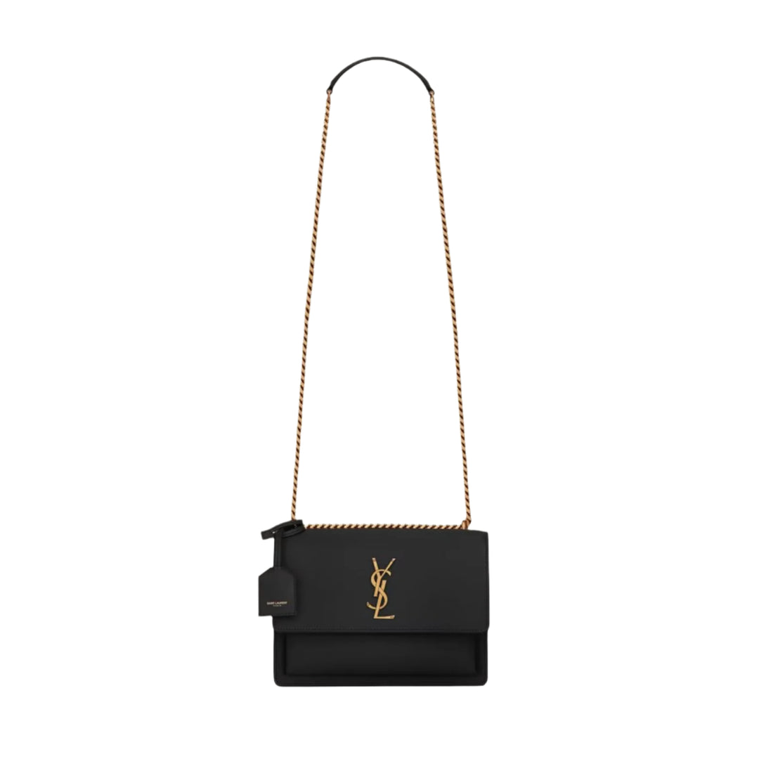 YSLHandbag - SAINT LAURENT Sunset medium chain bag in smooth leather - Gold - 442906D420W1000 - Ask Me Wear