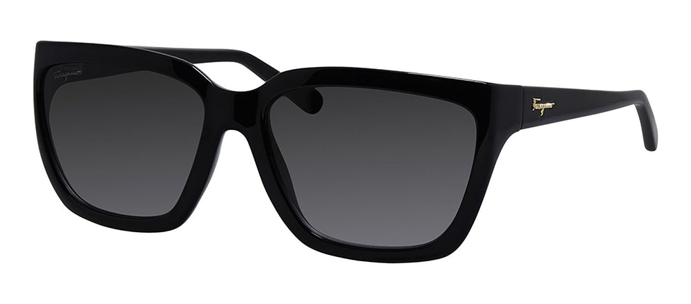 Salvatore FerragamoSunglasses - Salvatore Ferragamo SF 1018S 001 Rectangle Plastic Black Sunglasses with Grey Lens - SF_1018S_001_59mm - Ask Me Wear