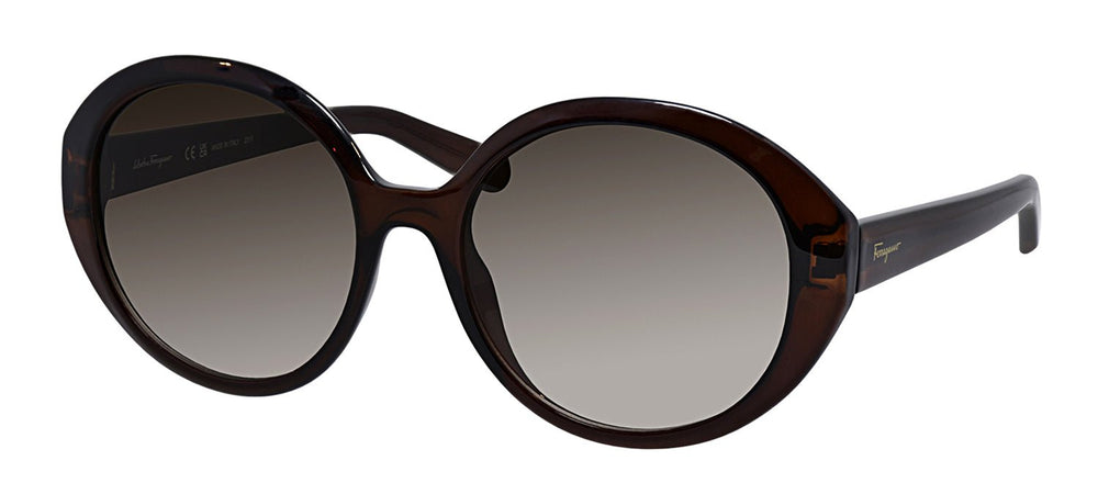 Salvatore FerragamoSunglasses - Salvatore Ferragamo SF 1067S 210 Round Plastic Brown Sunglasses with Grey Gradient Lens - SF_1067S_210_57mm - Ask Me Wear