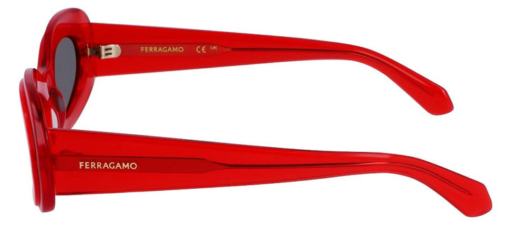 Salvatore FerragamoSunglasses - Salvatore Ferragamo SF 2003S 613 Oval Plastic Transparent Red Sunglasses with Dark Grey Lens - SF_2003S_613_54mm - Ask Me Wear