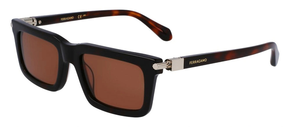Salvatore FerragamoSunglasses - Salvatore Ferragamo SF 2015S 242 Rectangular Plastic Dark Tortoise Sunglasses with Brown Lens - SF_2015S_242_53mm - Ask Me Wear