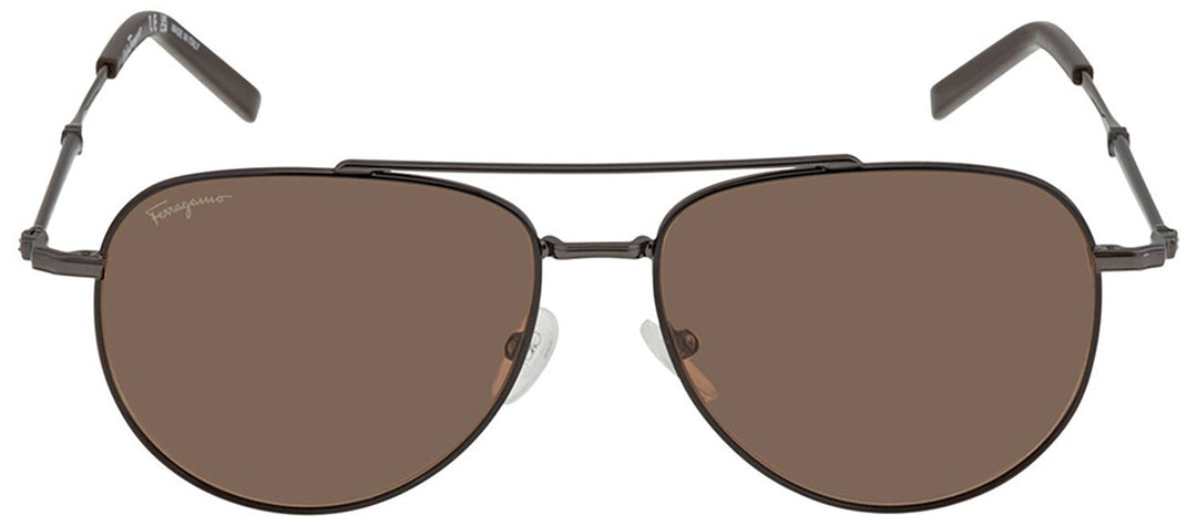 Salvatore FerragamoSunglasses - Salvatore Ferragamo SF 226S 021 Aviator Metal Black Sunglasses with Brown Lens - SF_226S_021_58mm - Ask Me Wear