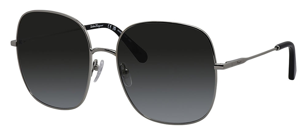 Salvatore FerragamoSunglasses - Salvatore Ferragamo SF 300S 041 Square Metal Silver Sunglasses with Grey Gradient Lens - SF_300S_041_59mm - Ask Me Wear