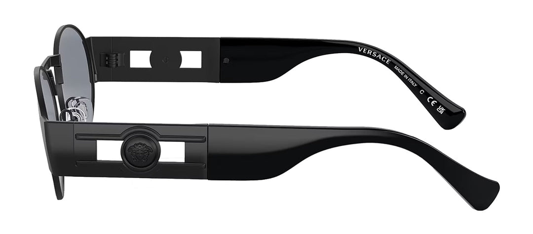 VersaceSunglasses - Versace ICONIC VE 2264 1261/1 Oval Metal Black Sunglasses with Grey Lens - VE_2264_1261/1_56mm - Ask Me Wear