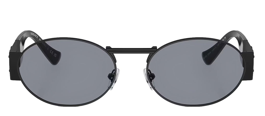VersaceSunglasses - Versace ICONIC VE 2264 1261/1 Oval Metal Black Sunglasses with Grey Lens - VE_2264_1261/1_56mm - Ask Me Wear