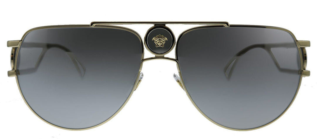 VersaceSunglasses - Versace VE 2225 12526G Aviator Metal Pale Gold Sunglasses with Silver Mirror Lens - VE_2225_12526G - Ask Me Wear