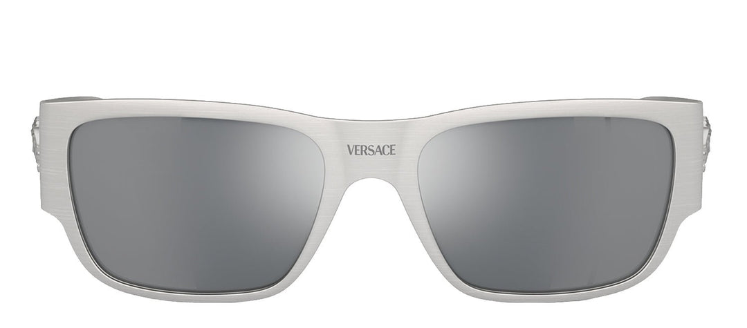 VersaceSunglasses - Versace VE 2262 12666G Square Metal Silver Sunglasses with Light Gray Mirror Lens - VE_2262_12666G_56mm - Ask Me Wear