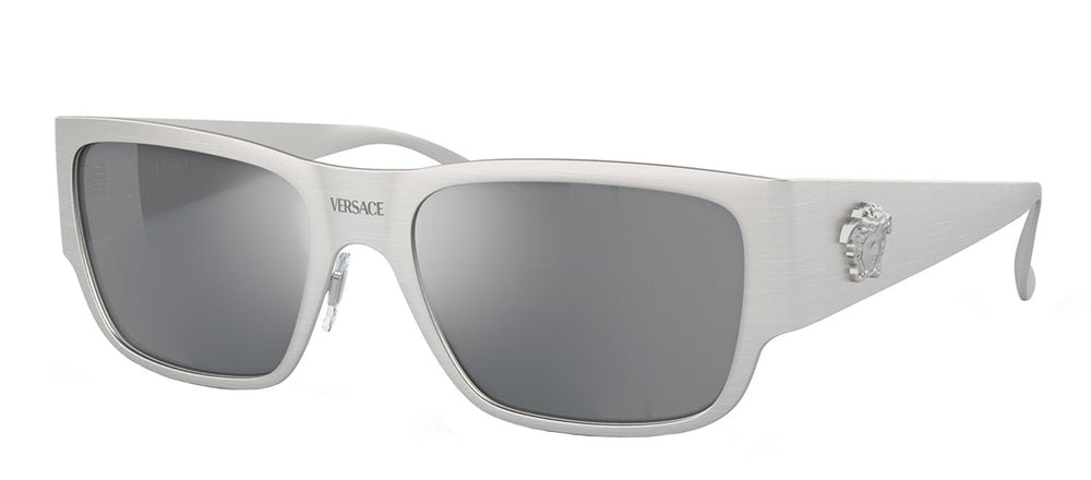 VersaceSunglasses - Versace VE 2262 12666G Square Metal Silver Sunglasses with Light Gray Mirror Lens - VE_2262_12666G_56mm - Ask Me Wear