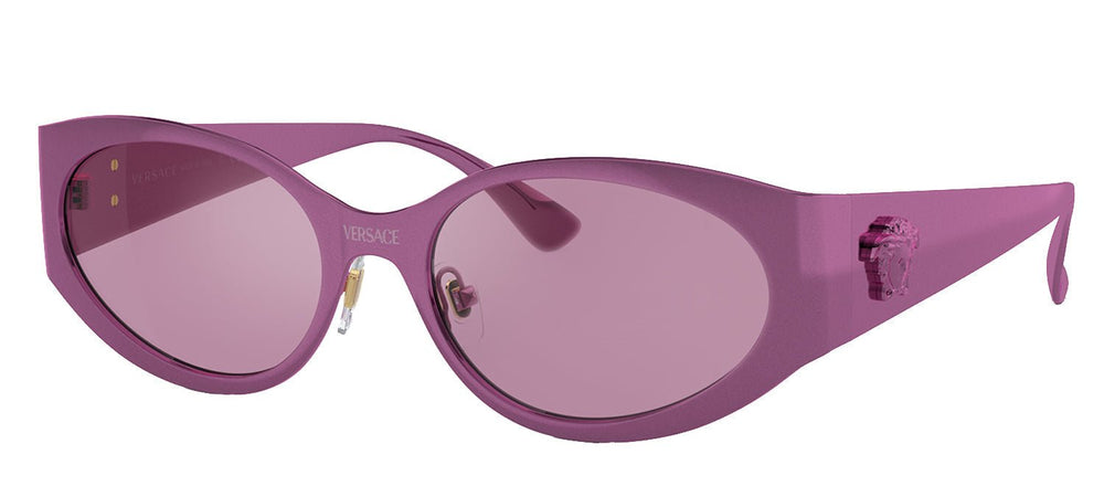 VersaceSunglasses - Versace VE 2263 1503AK Round Metal Metallic Fuchsia Sunglasses with Violet Mirror Lens - VE_2263_1503AK_56mm - Ask Me Wear