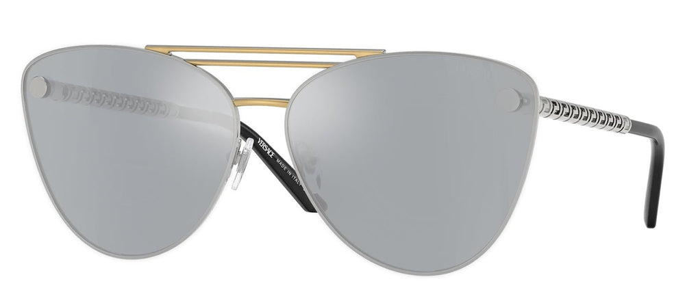 VersaceSunglasses - Versace VE 2267 15141U Cat - Eye Metal Silver Sunglasses with Silver Mirror Lens - VE_2267_15141U_64mm - Ask Me Wear