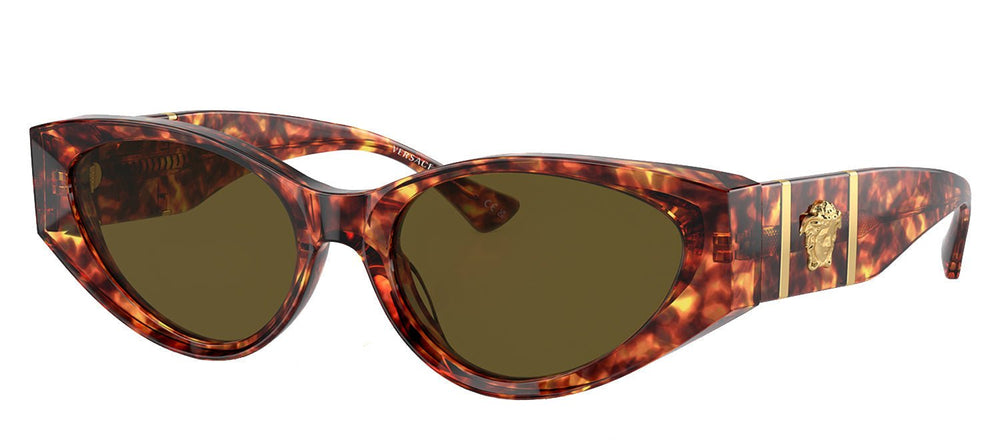 VersaceSunglasses - Versace VE 4454 543773 Cat - Eye Acetate Havana Sunglasses with Dark Brown Lens - VE_4454_543773_55mm - Ask Me Wear