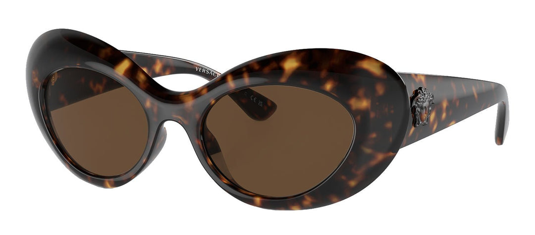VersaceSunglasses - Versace VE 4456U 108/73 Oval Injected Havana Sunglasses with Dark Brown Lens - VE_4456U_108/73_52mm - Ask Me Wear
