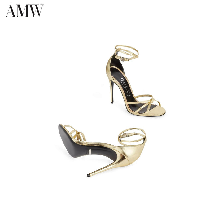 GucciShoes - GUCCI Metallic - finish Strapped Sandals - 748867B8B00 - Ask Me Wear