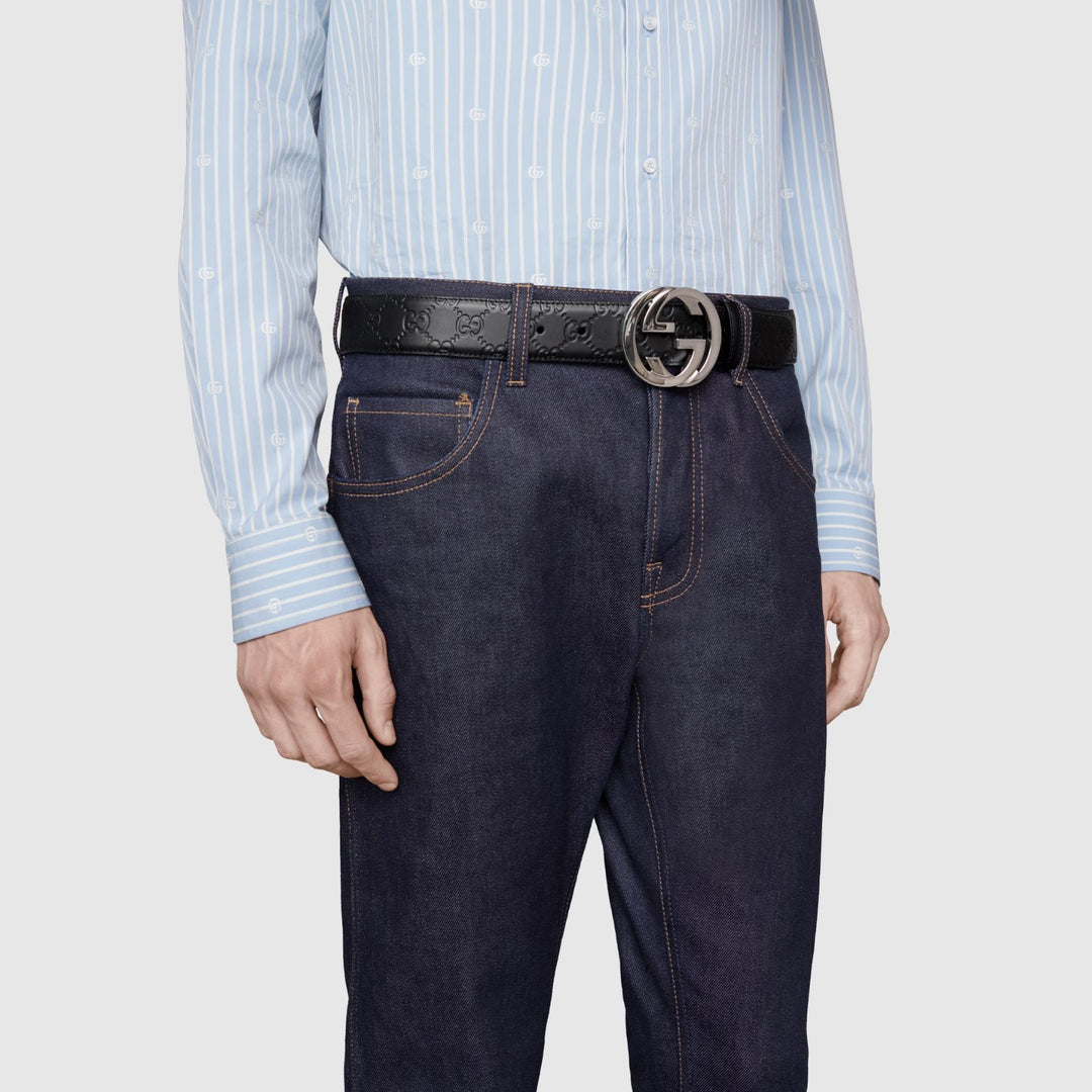 GucciBelt - Men's GUCCI Signature leather belt - 411924 CWC1N 1000 - Ask Me Wear