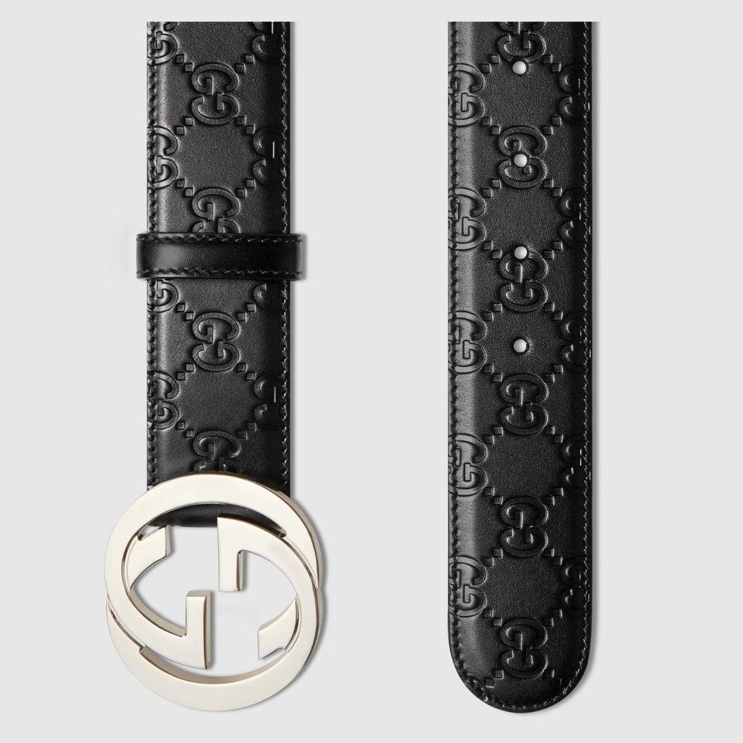 GucciBelt - Men's GUCCI Signature leather belt - 411924 CWC1N 1000 - Ask Me Wear