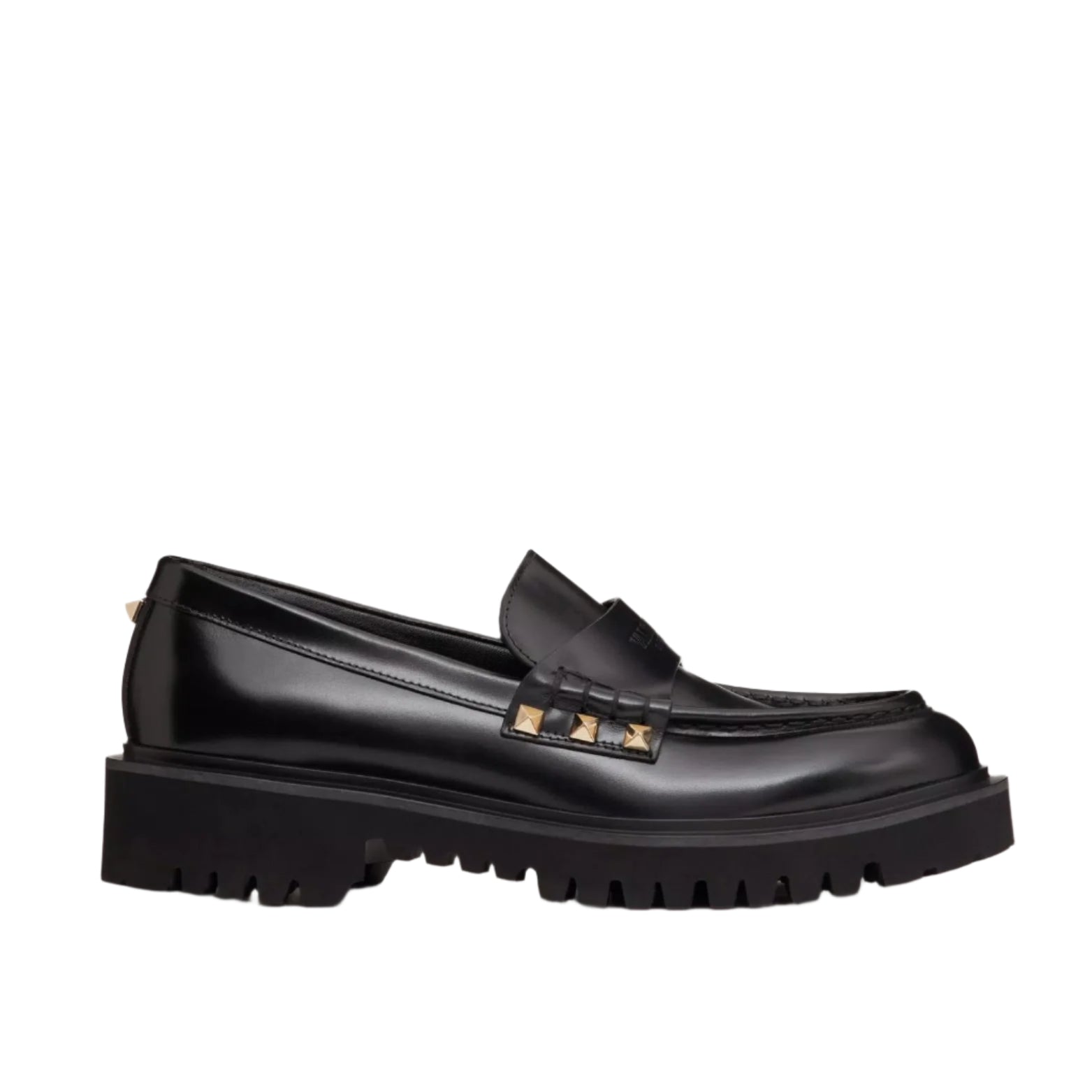 VALENTINO Leather Rockstud Loafers with Logo Detail – Ask Me