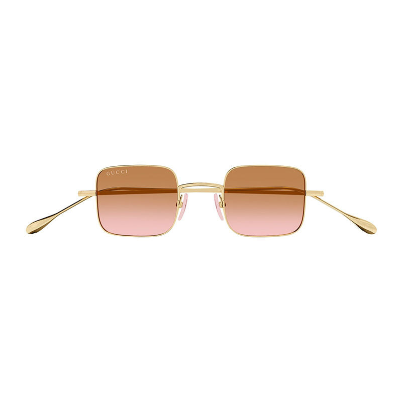 Gucci Sunglasses Rectangle Full Rim, Gold Frame and Orange to Pink Gradient Lens GG1813S004