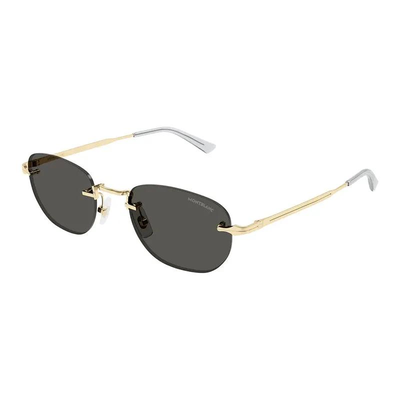 Montblanc Sunglasses Square Rimless, Gold Frame And Grey Lens Mb0303S001