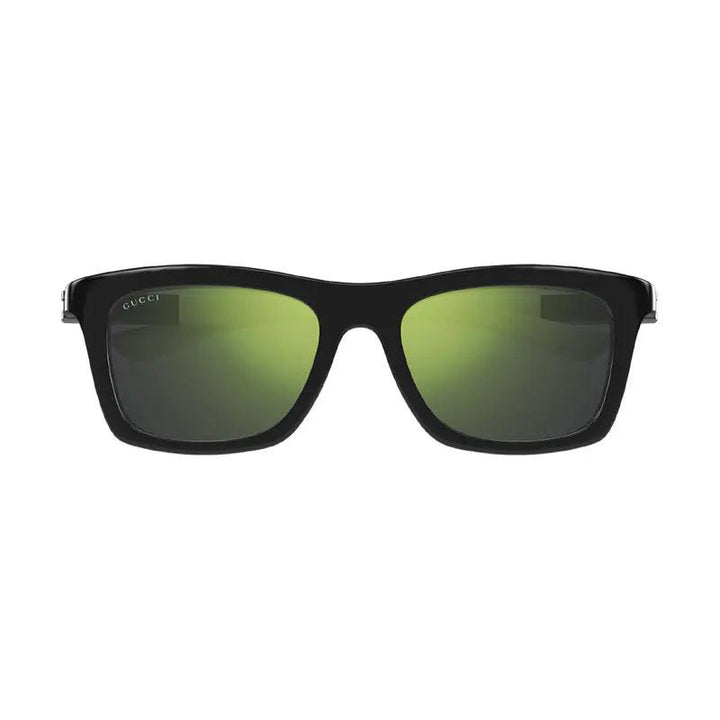 Gucci Sunglasses Rectangle Full Rim, Black/White Frame and Green Mirror Lens GG1735S002