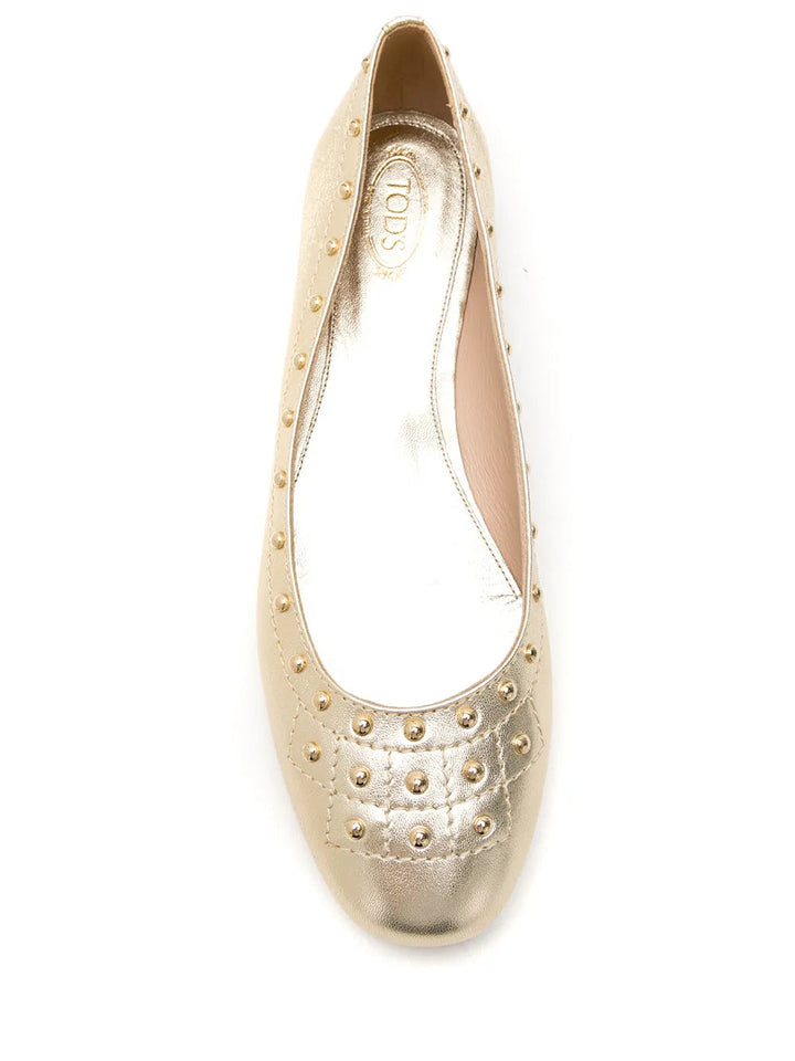 Tod's Studded Ballet Flats in GOLD