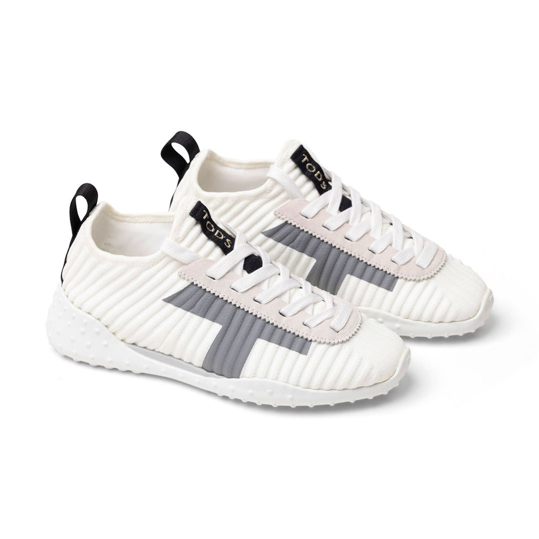 Tod's Ribbed Lace-Up Sneakers in WHITE