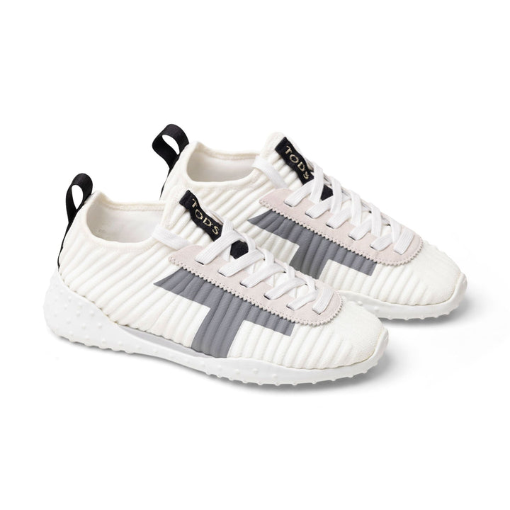 Tod's Ribbed Lace-Up Sneakers in WHITE