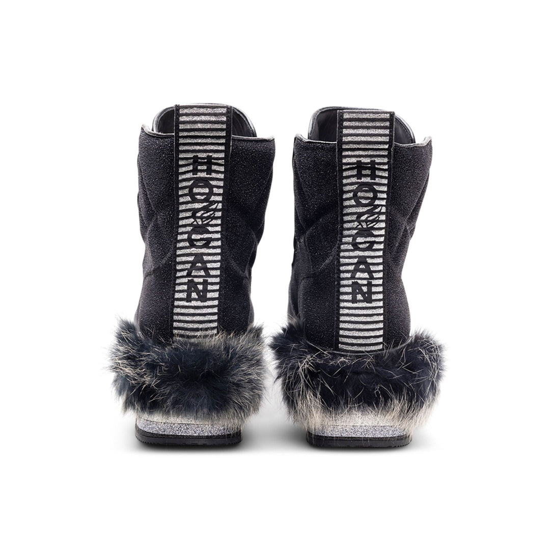 Hogan Fur-Trimmed Platform Boots in BLACK