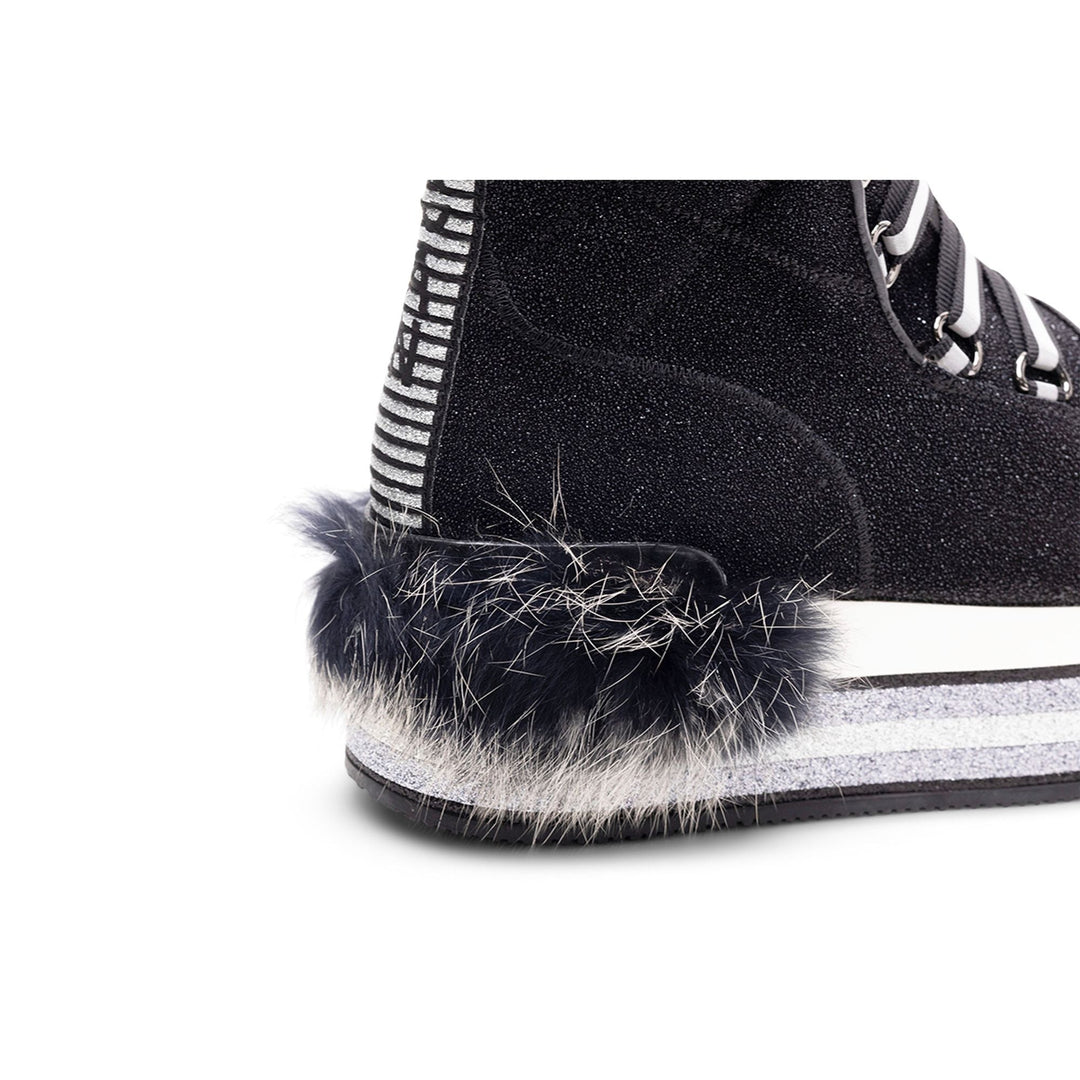 Hogan Fur-Trimmed Platform Boots in BLACK