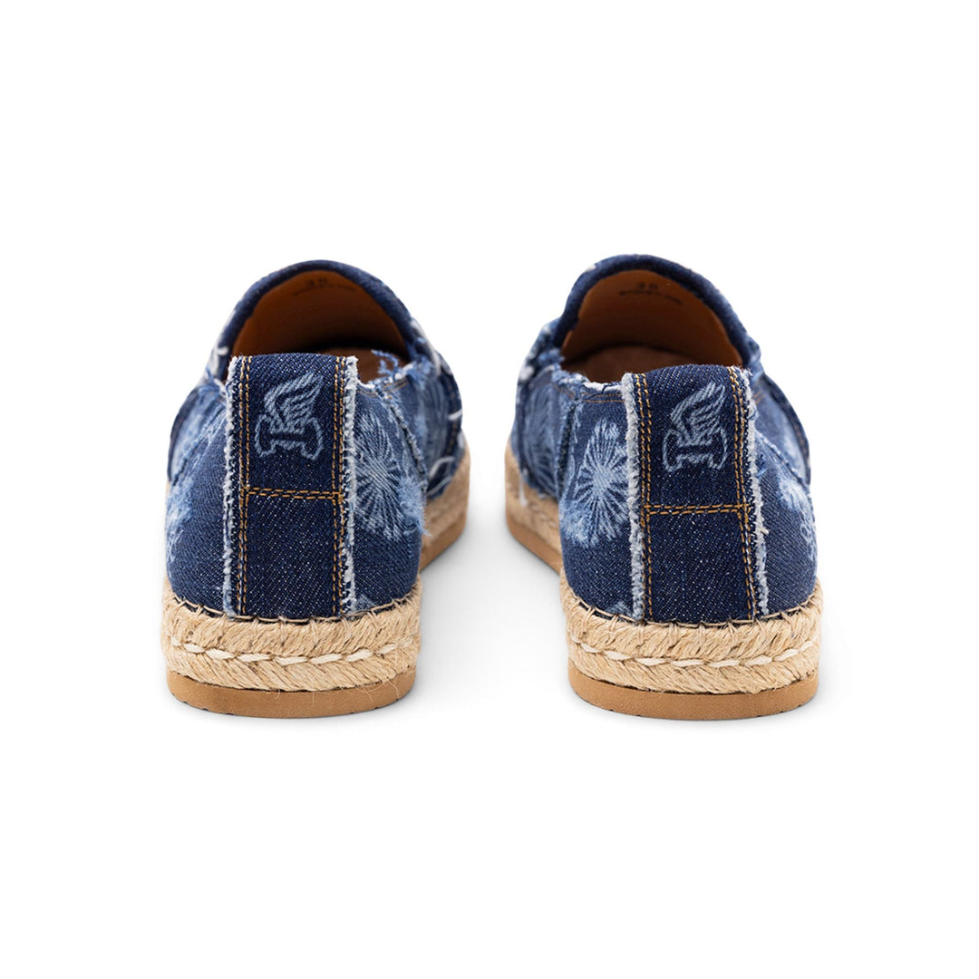 Hogan Denim Floral Print Espadrilles in BLUE