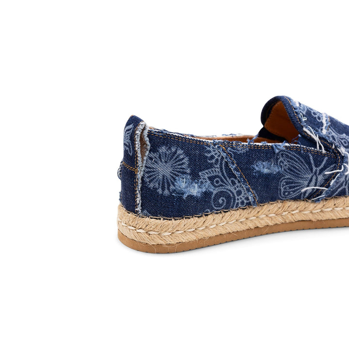 Hogan Denim Floral Print Espadrilles in BLUE