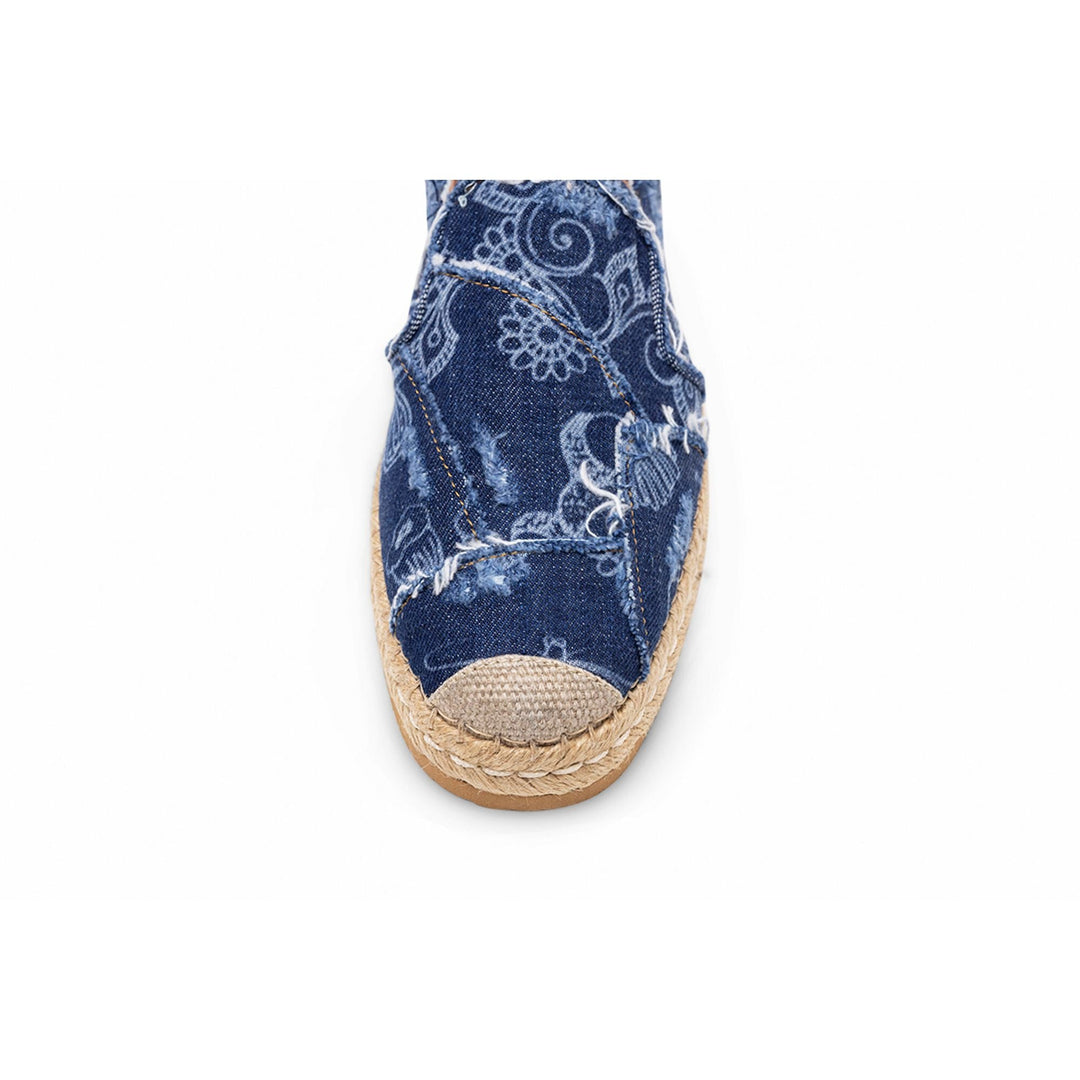 Hogan Denim Floral Print Espadrilles in BLUE