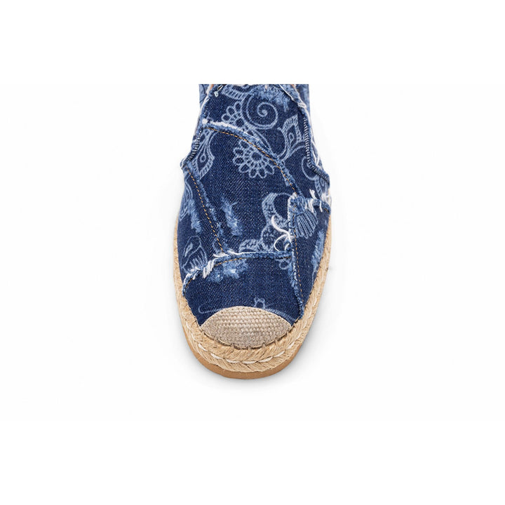 Hogan Denim Floral Print Espadrilles in BLUE
