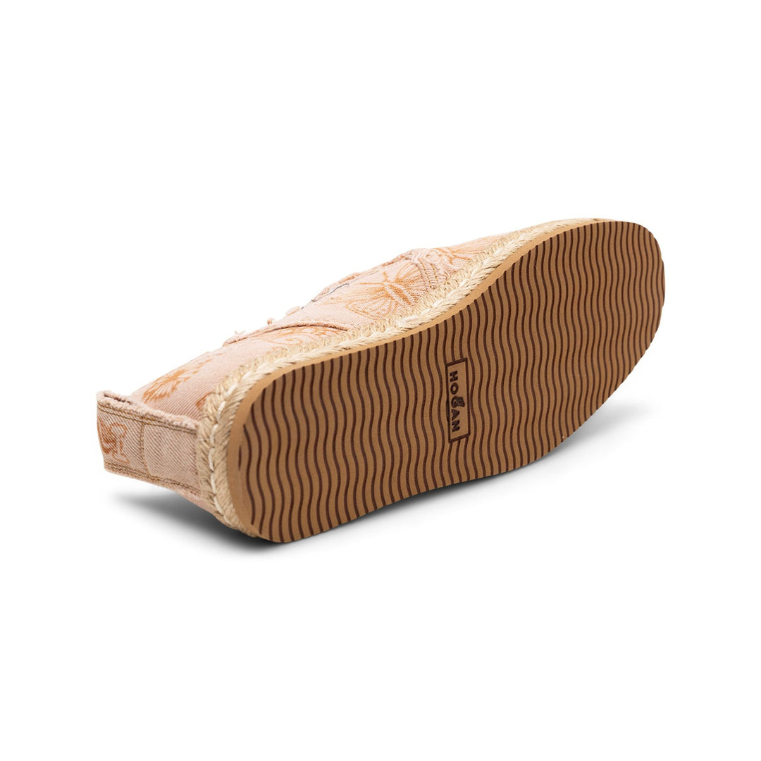 Hogan Floral-Print Frayed Espadrille in ORANGE