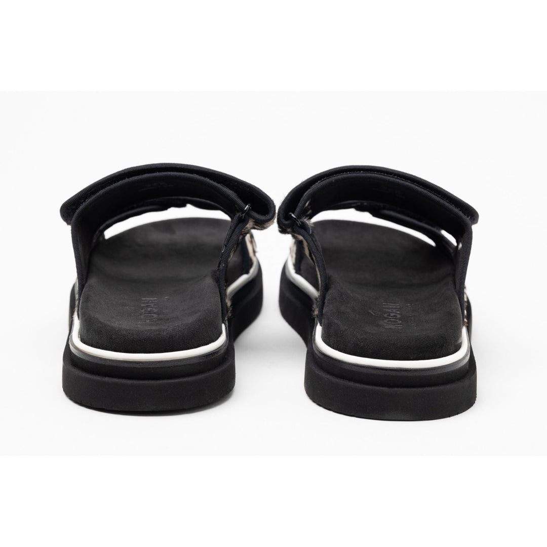 Hogan Double-Strap Flat Sandals in BLACK