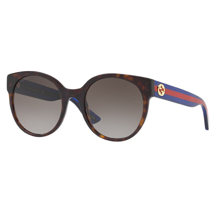 Gucci Sunglasses Round Full Rim, Havana Frame and Brown Lens GG0035SN004