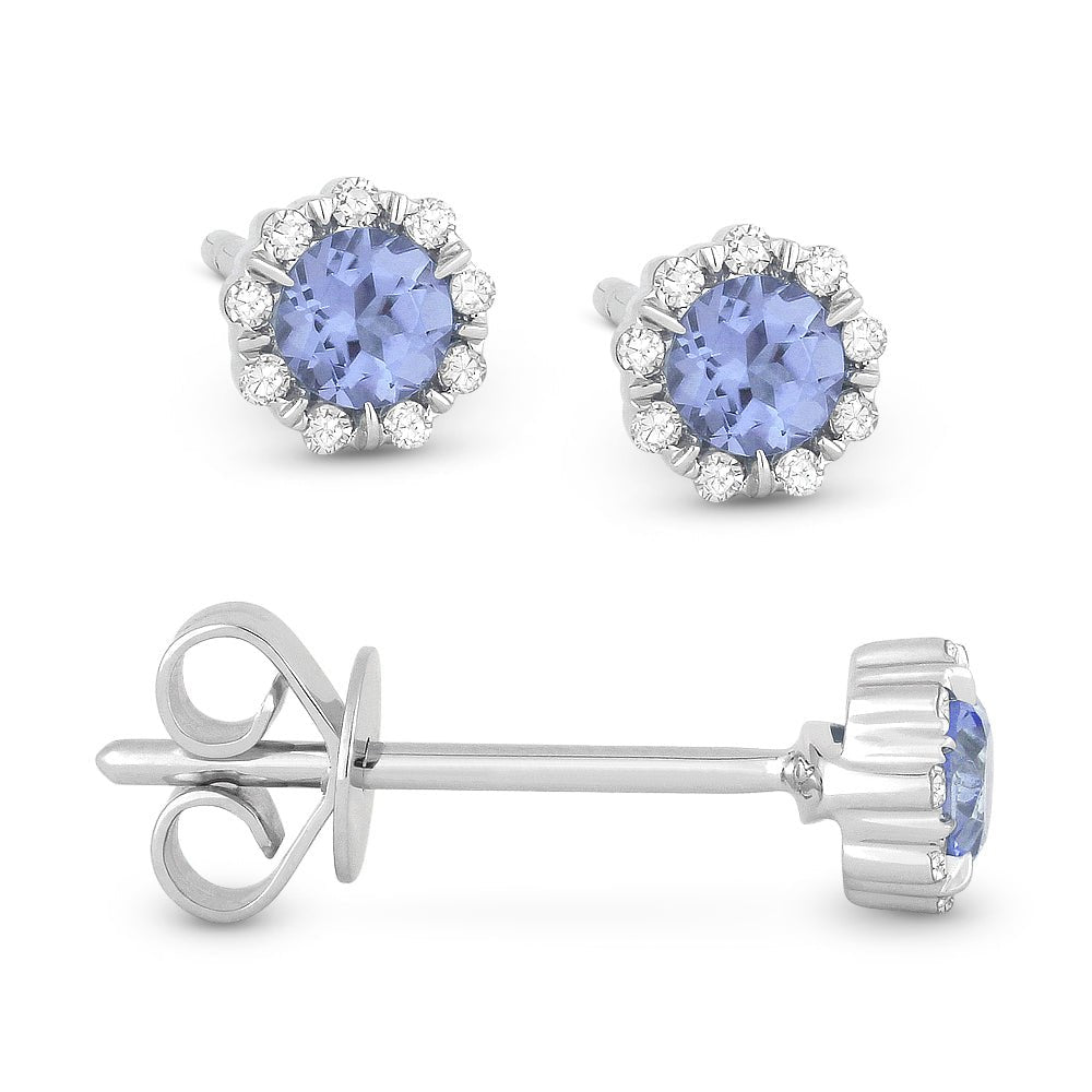 Earrings - 0.24ct London Blue Topaz Stud Earrings in 14K White Gold - E1034LBTW - Ask Me Wear