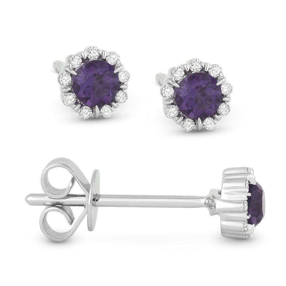 Earrings - 0.25ct Created Alexandrite Stud Earrings in 14K White Gold - E1034AXW - Ask Me Wear