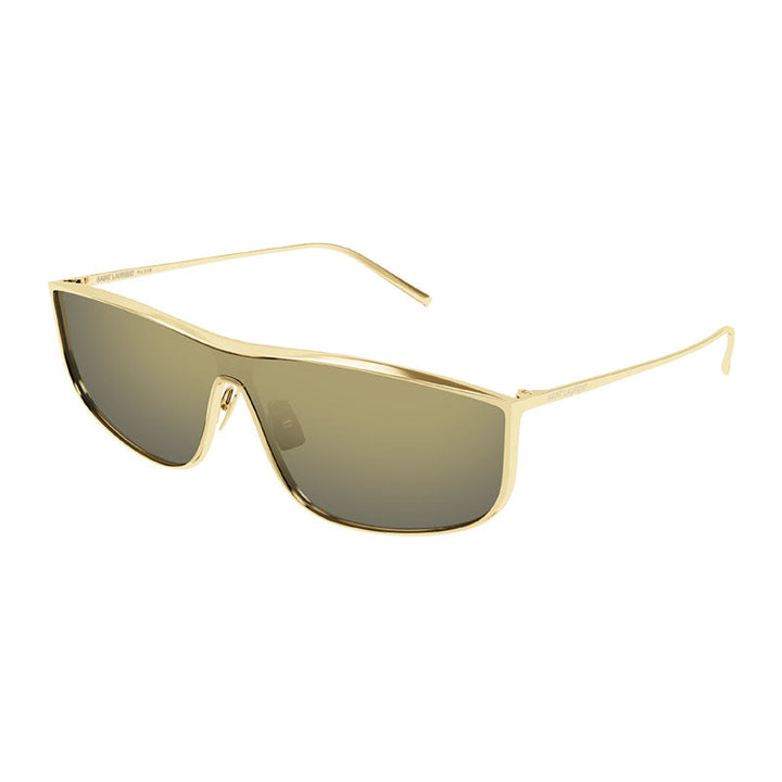 Saint Laurent Sunglasses Shield Full Rim, Gold Frame and Gold Mirror Lens SL605LUNA004