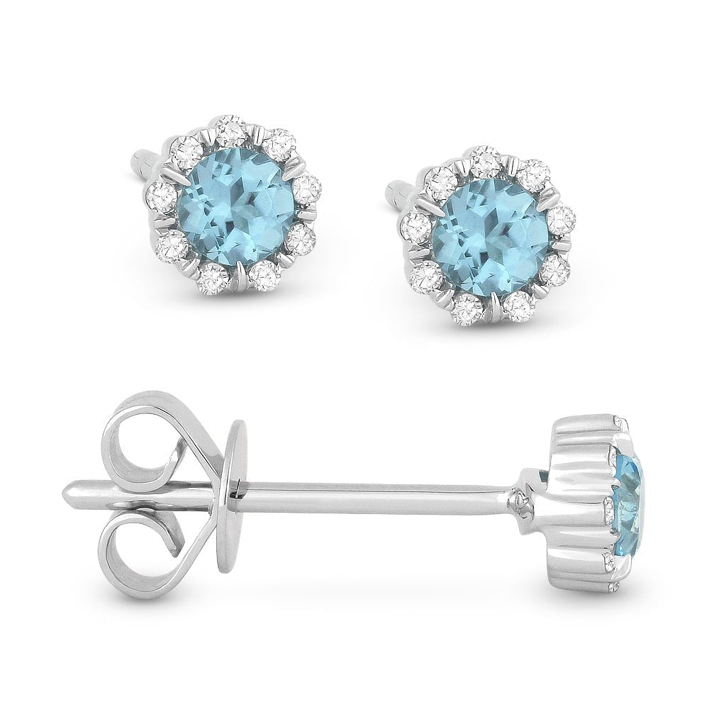 Earrings - 0.27ct Blue Topaz Stud Earrings in 14K White Gold - E1034BTW - Ask Me Wear