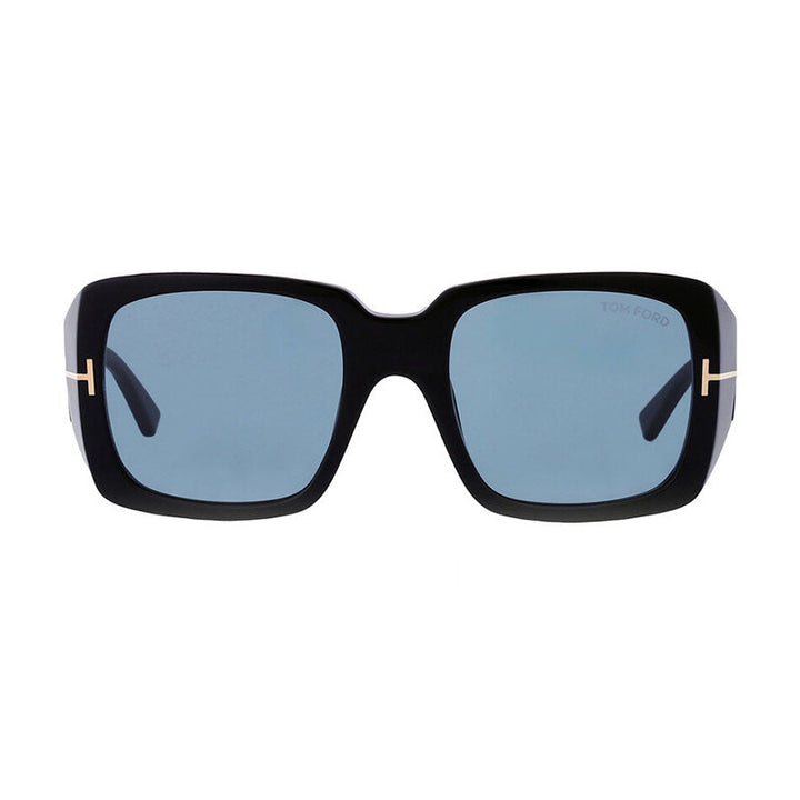 Tom Ford Square Full Rim, with a Shiny Black frame and Blue lens.