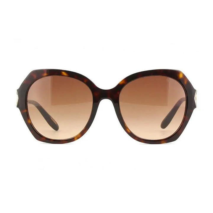 Chopard Sunglasses Round Full Rim, Shiny Brown Havana/gold Frame And Brown Gradient Lens